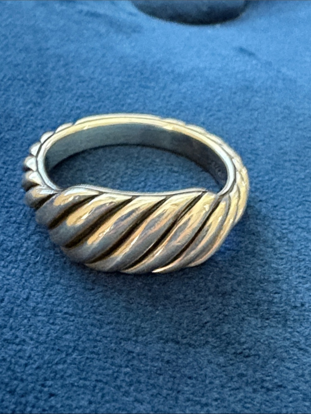 David Yurman Vintage Chevron Silver Twisted Cable Dome Ring size 9